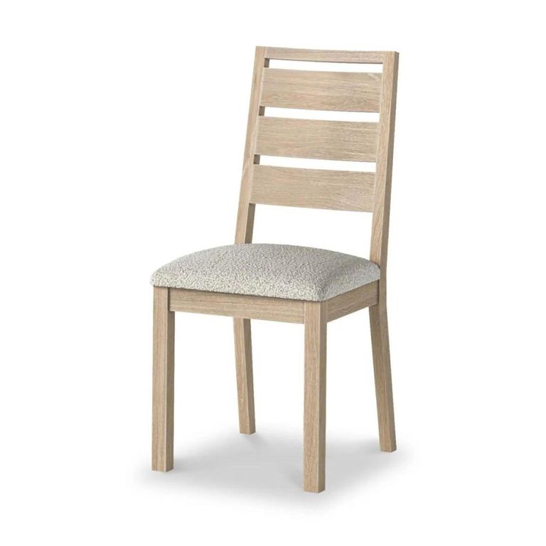 Modern Country Oak - Dining Chair - Set of 2 - White Boucle Fabric