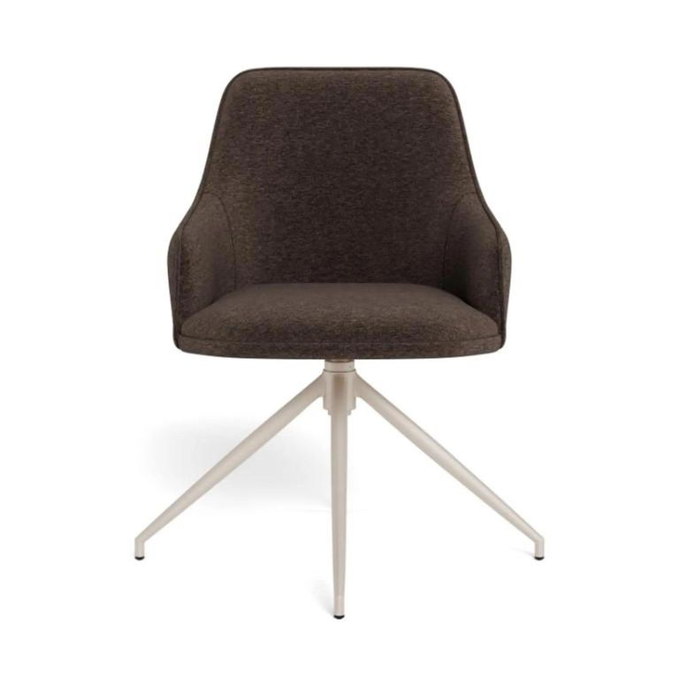 Adia Swivel Dining Chair - Set of 2 - Brown Fabric