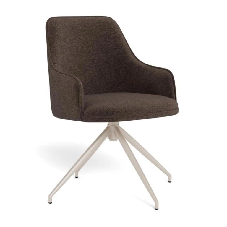 Adia Swivel Dining Chair - Set of 2 - Brown Fabric