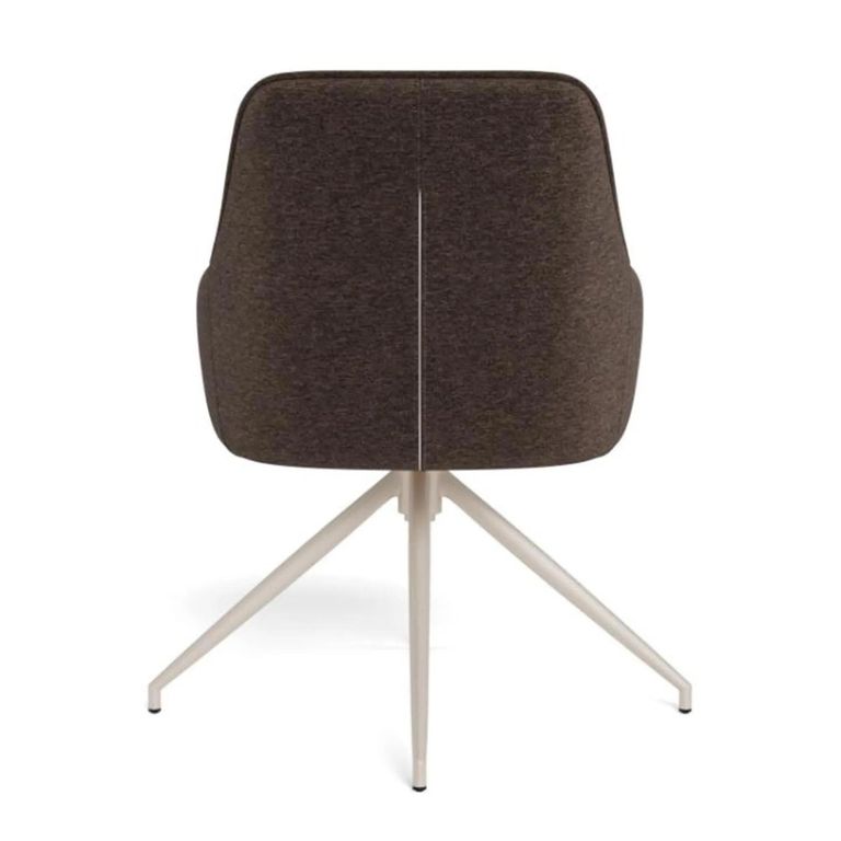 Adia Swivel Dining Chair - Set of 2 - Brown Fabric
