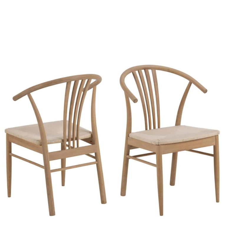 York Dining Chair - Set of 2 - Oak - Curved Back
