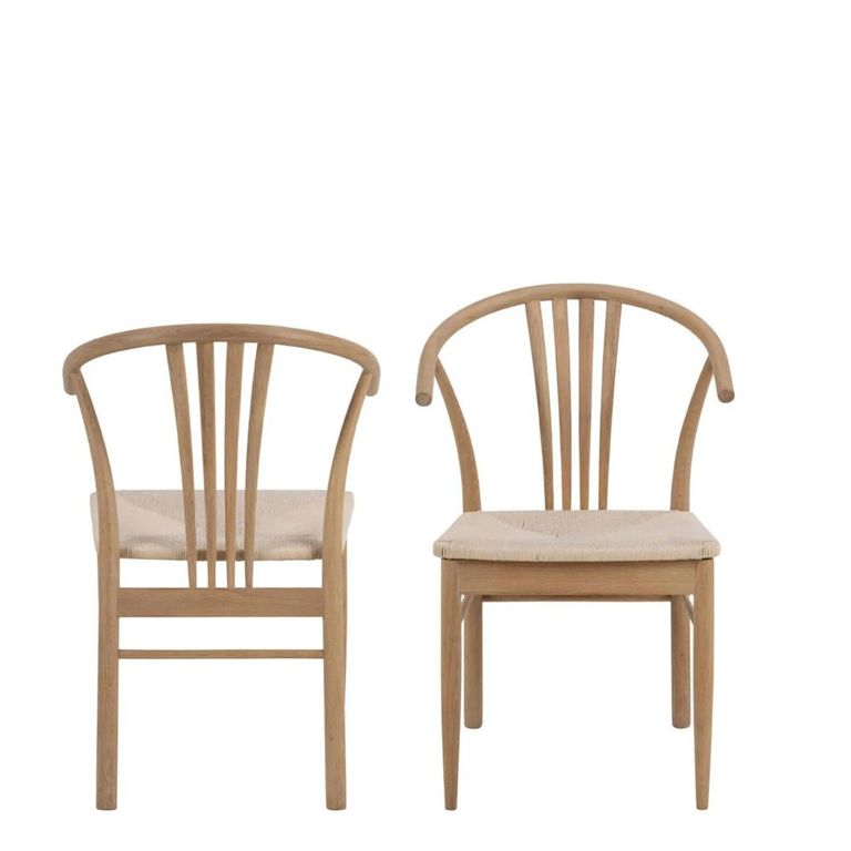 York Dining Chair - Set of 2 - Oak - Curved Back