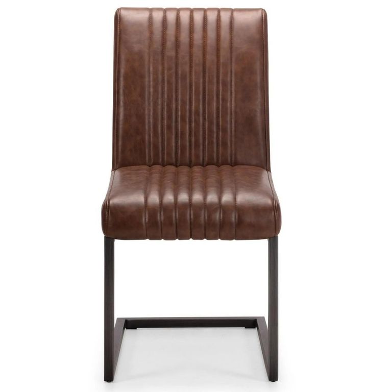 Brooklyn Cantilever Dining Chair - Set of 2 - Brown Faux Leather