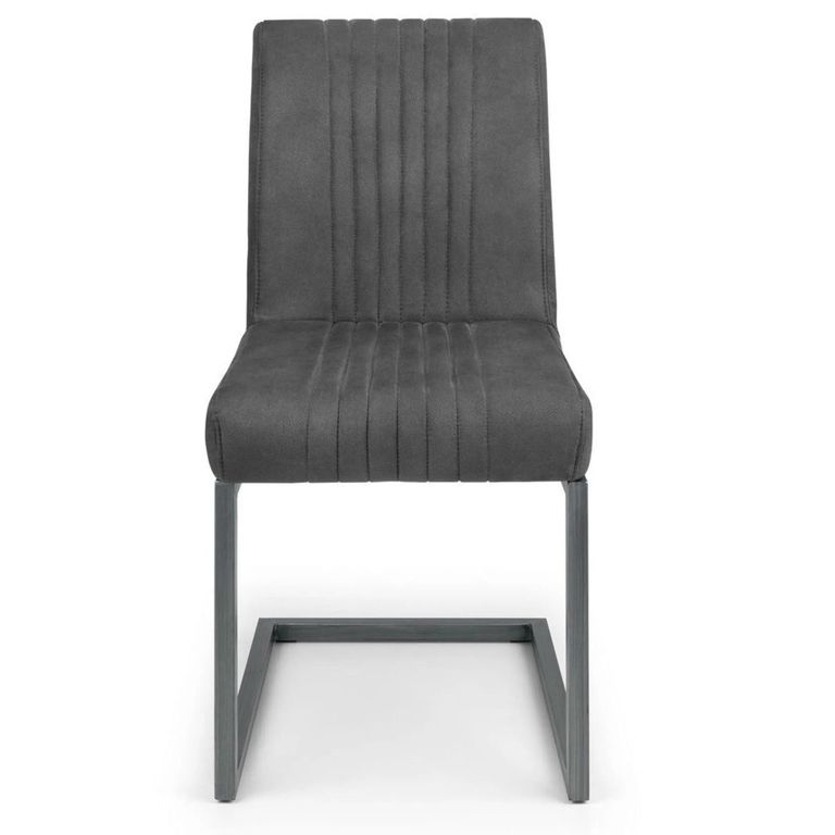 Brooklyn Cantilever Dining Chair - Set of 2 - Charcoal Grey Suede Fabric