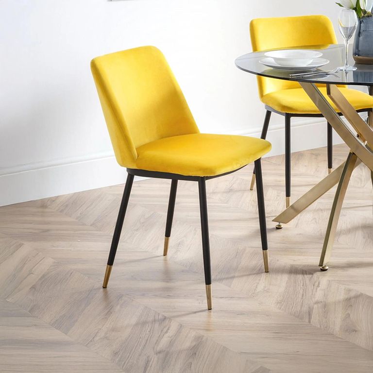 Delaunay Dining Chair - Set of 2 - Yellow Fabric