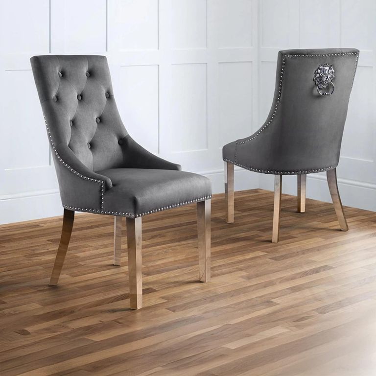 Gladstone Dining Chair - Set of 2 - Grey Fabric