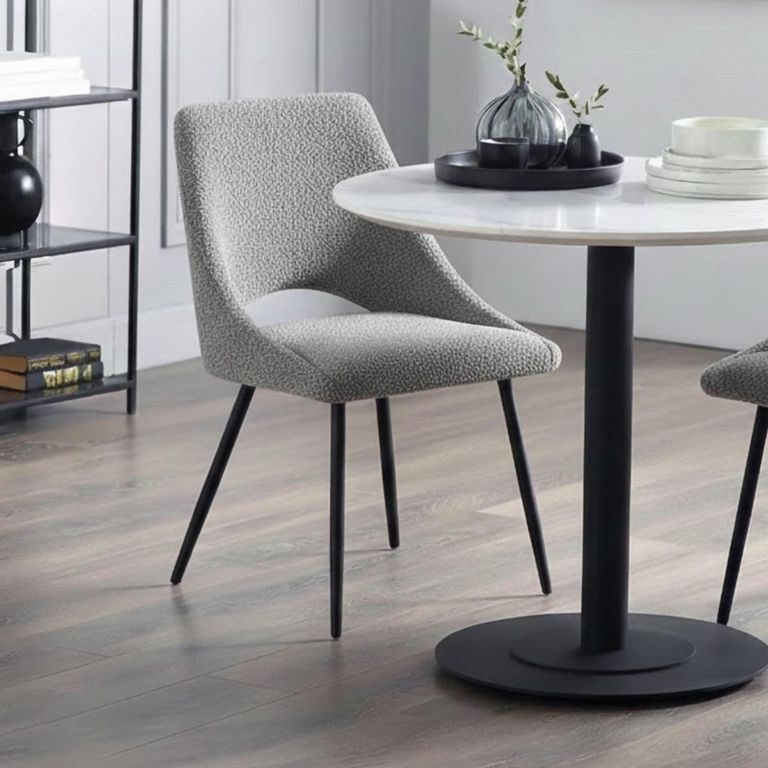 Iris Dining Chair - Set of 2 - Grey Boucle Fabric