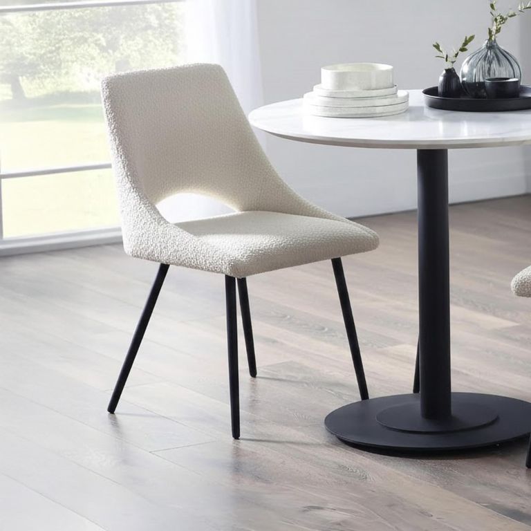 Iris Dining Chair - Set of 2 - Ivory Boucle Fabric