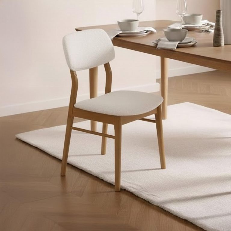 Theia Dining Chair - Set of 2 - White Boucle Fabric