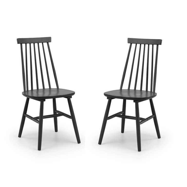 Alassio Dining Chair - Set of 2 - Spindle Back - Black