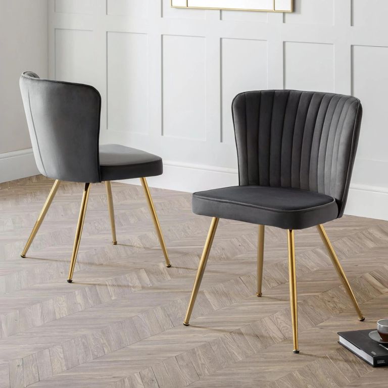 Cannes Dining Chair - Set of 2 - Grey Fabric