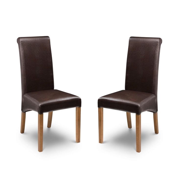 Cuba Dining Chair - Set of 2 - Brown Faux Leather