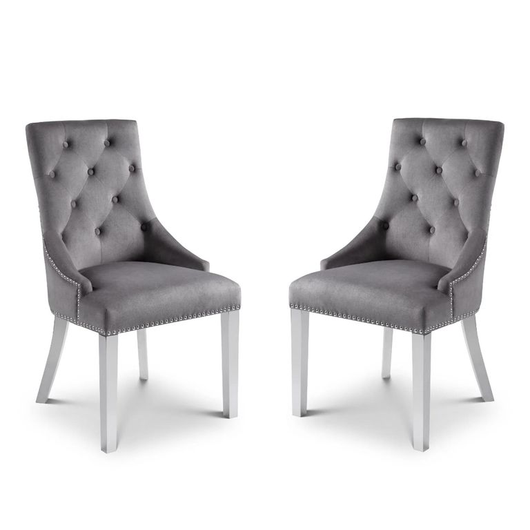 Gladstone Dining Chair - Set of 2 - Grey Fabric