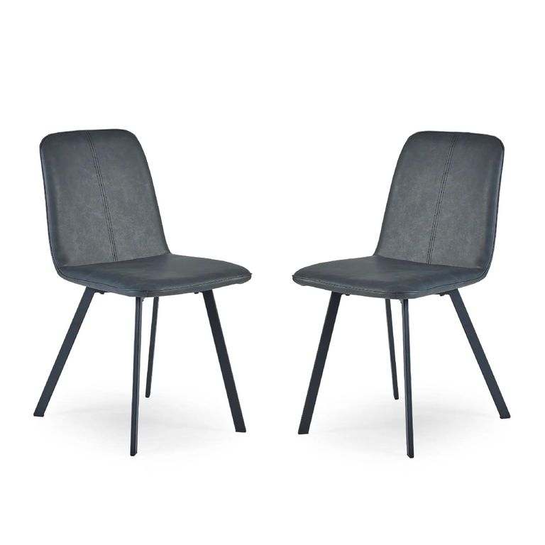 Goya Dining Chair - Set of 2 - Black Faux Leather