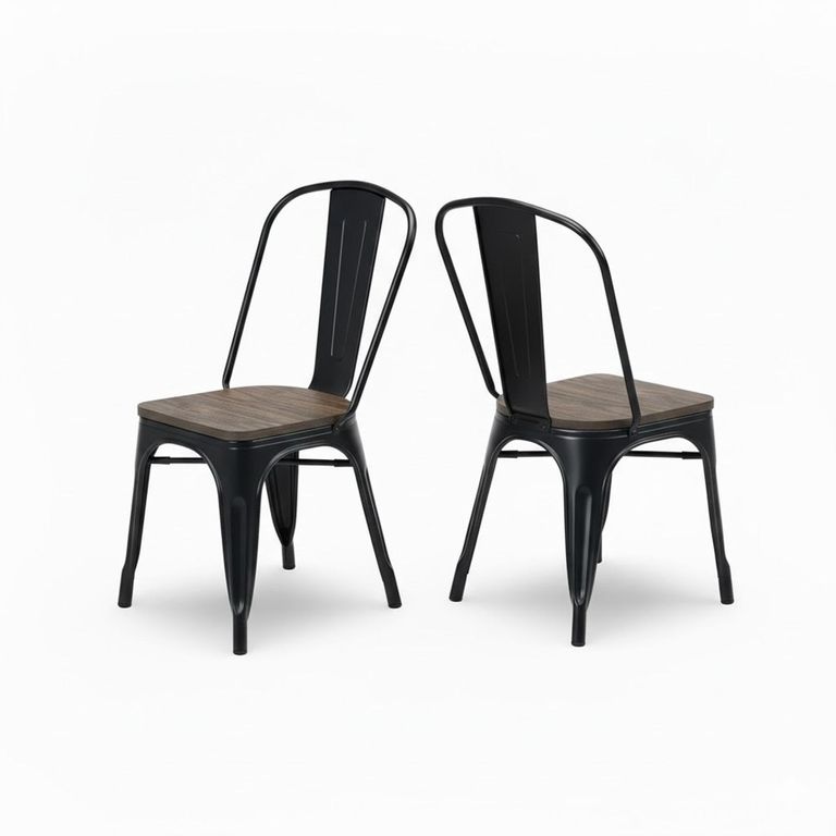 Grafton Dining Chair - Set of 2 - Elm Wood - Industrial