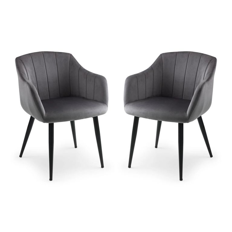 Hobart Dining Armchair - Set of 2 - Grey Fabric