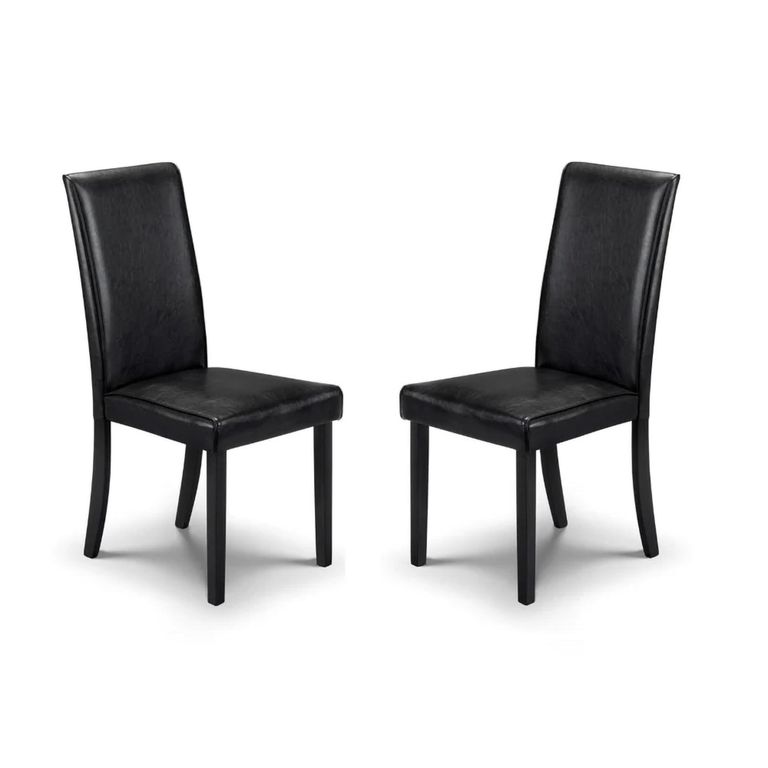 Hudson Dining Chair - Set of 2 - Black Faux Leather