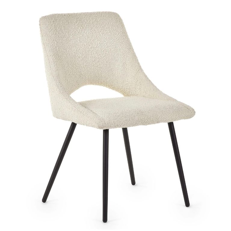 Iris Dining Chair - Set of 2 - Ivory Boucle Fabric