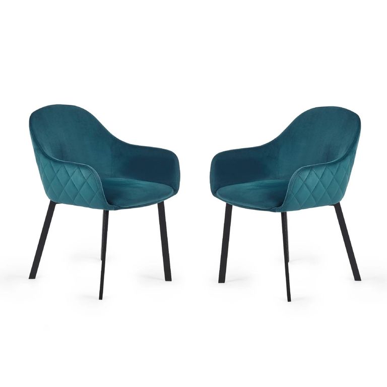 Lima Dining Chair - Set of 2 - Teal Fabric