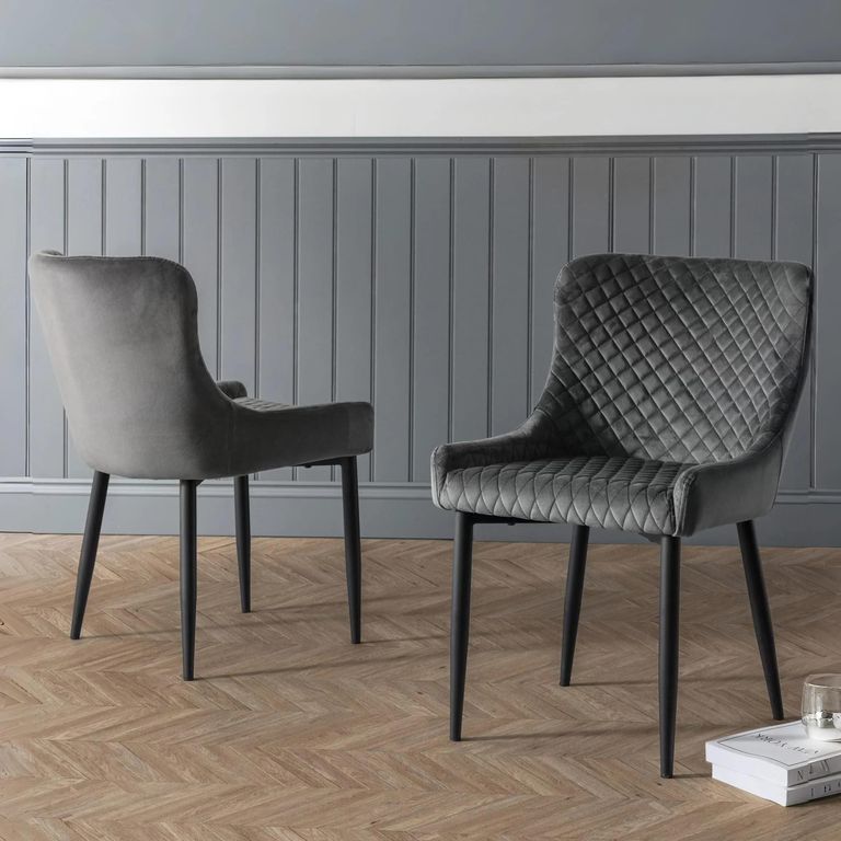 Luxe Dining Chair - Set of 2 - Grey Fabric