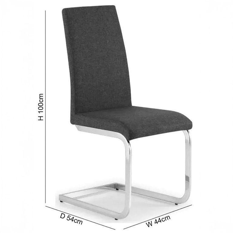 Roma Cantilever Dining Chair - Set of 2 - Grey Fabric