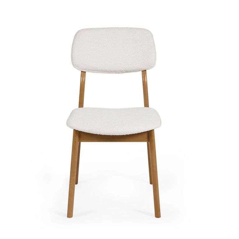 Theia Dining Chair - Set of 2 - White Boucle Fabric