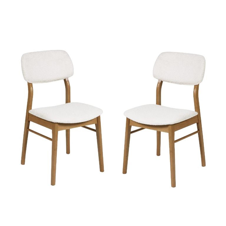 Theia Dining Chair - Set of 2 - White Boucle Fabric