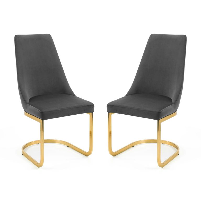 Vittoria Cantilever Dining Chair - Set of 2 - Grey Fabric