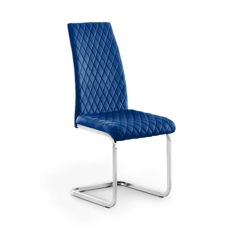 Calabria Cantilever Dining Chair - Set of 4 - Blue Fabric