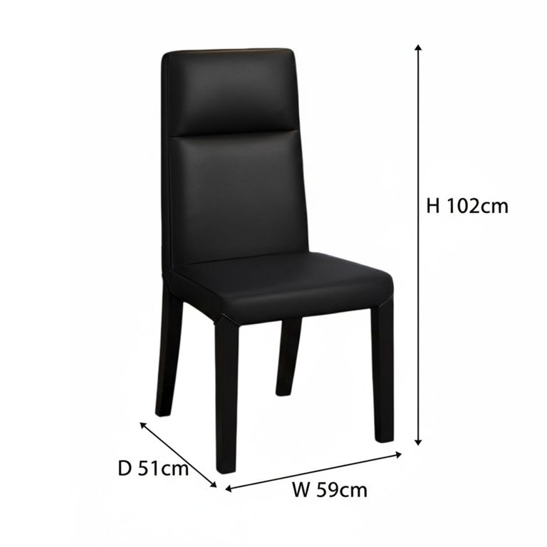 Venezia Black Leather High Back Dining Chair with Black Legs