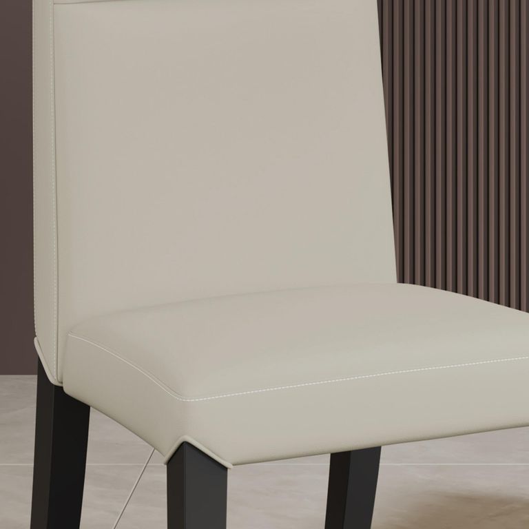 Venezia Cream Leather High Back Dining Chair with Black Legs