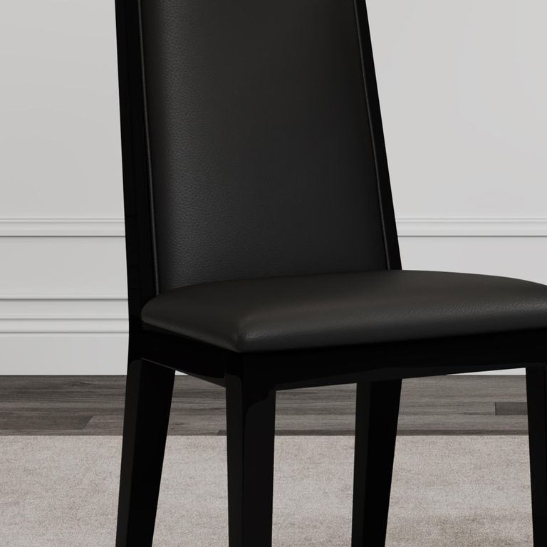 Elite Black Leather High Back Dining Chair with Black Legs