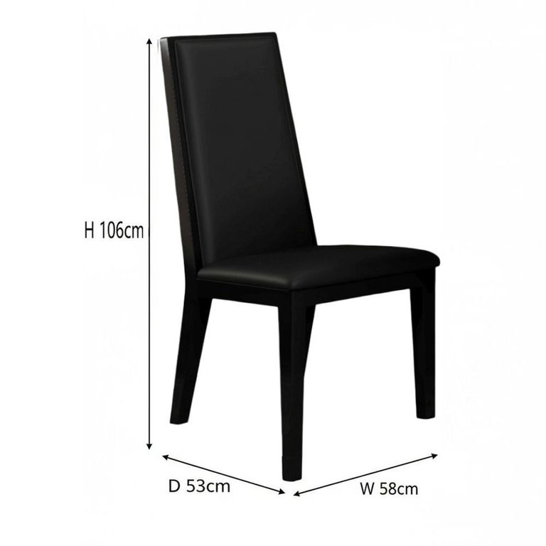 Elite Black Leather High Back Dining Chair with Black Legs