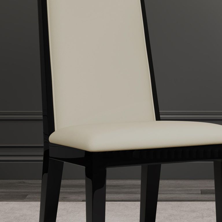 Elite Cream Leather High Back Dining Chair with Black Legs