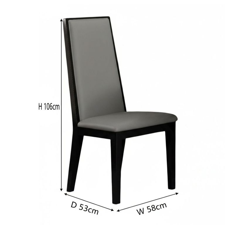 Elite Grey Leather High Back Dining Chair with Black Legs