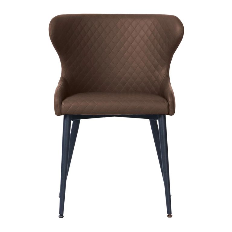 Langley Dining Chair - Set of 2 - Brown Faux Leather