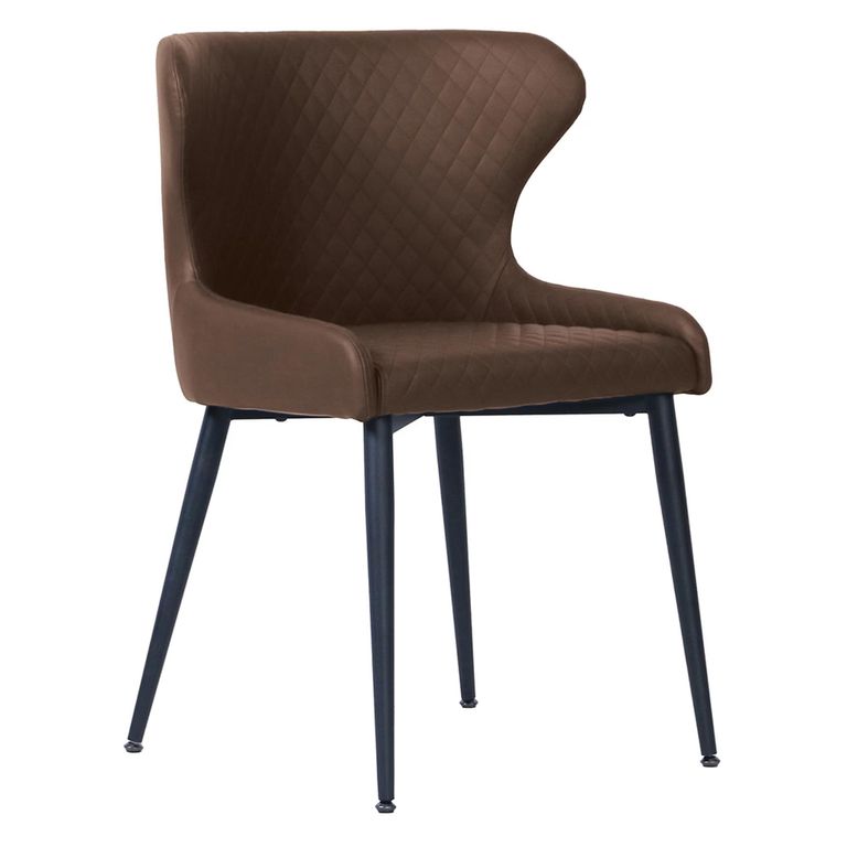 Langley Dining Chair - Set of 2 - Brown Faux Leather