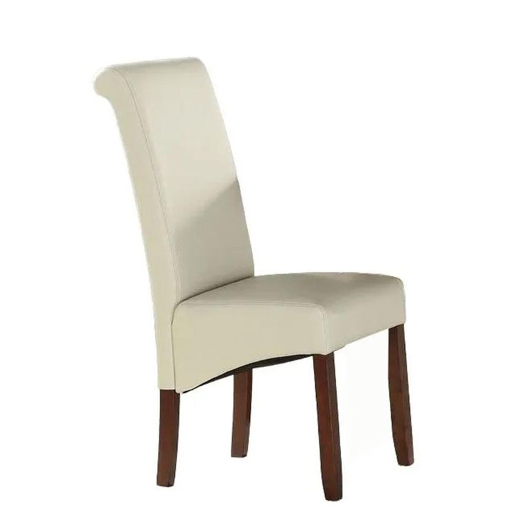 Sophie Dining Chair - Set of 2 - Cream Faux Leather and Acacia Wood