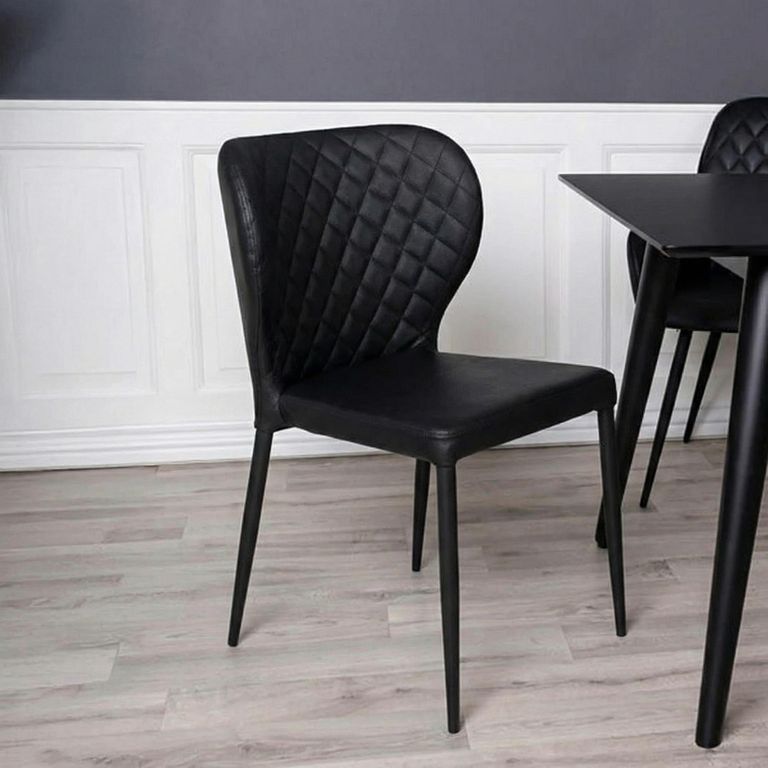 Pisa Dining Chair - Set of 2 - Black Faux Leather