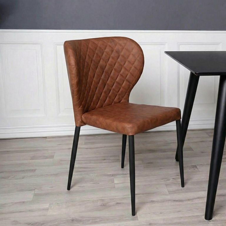 Pisa Dining Chair - Set of 2 - Vintage Brown Faux Leather