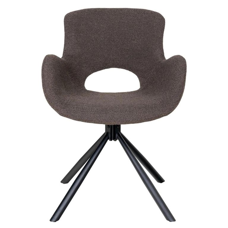 Amorim Dining Chair - Set of 2 - Brown Boucle Fabric - Swivel