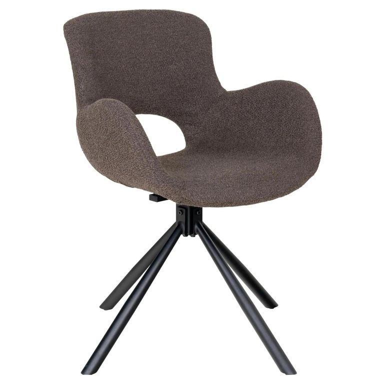 Amorim Dining Chair - Set of 2 - Brown Boucle Fabric - Swivel
