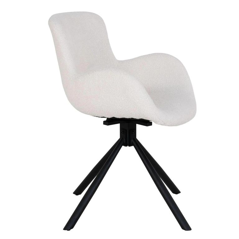 Amorim Dining Chair - Set of 2 - White Boucle Fabric - Swivel