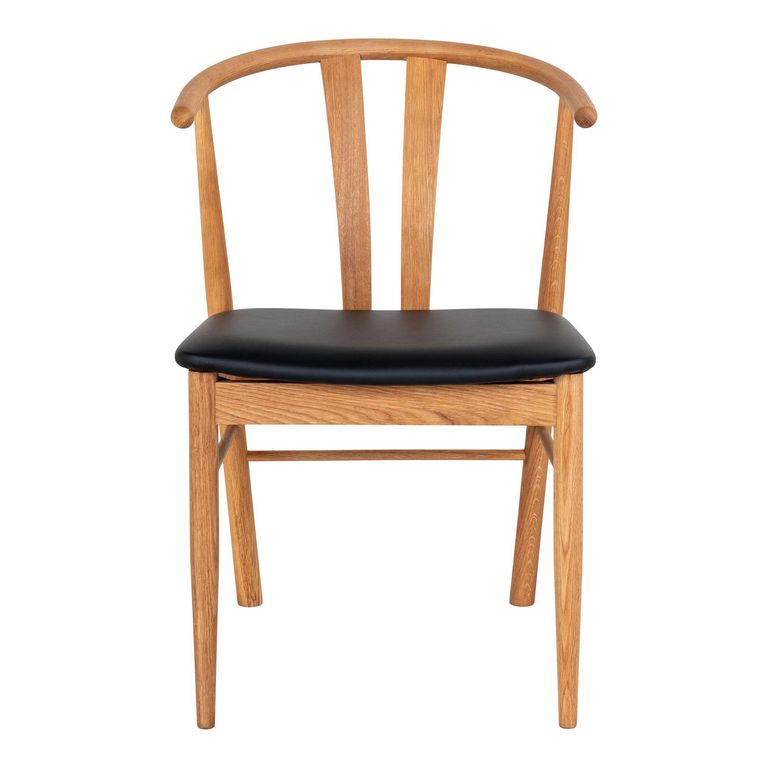Artenara Dining Chair - Set of 2 - Oak & Faux Leather - Curved