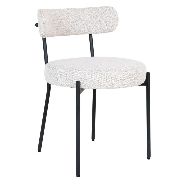 Badalona Dining Chair - Set of 2 - White Boucle Fabric