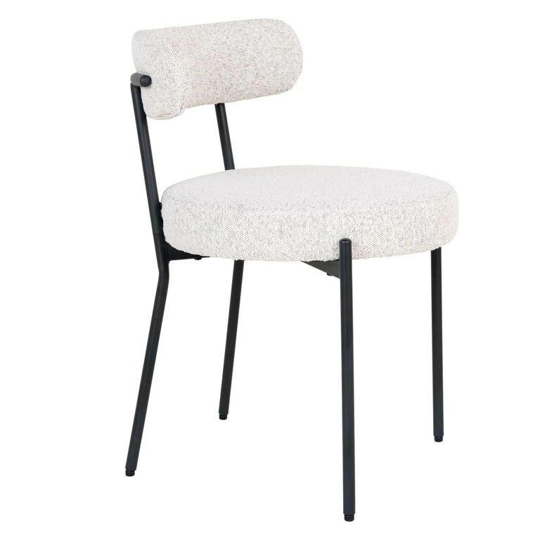 Badalona Dining Chair - Set of 2 - White Boucle Fabric
