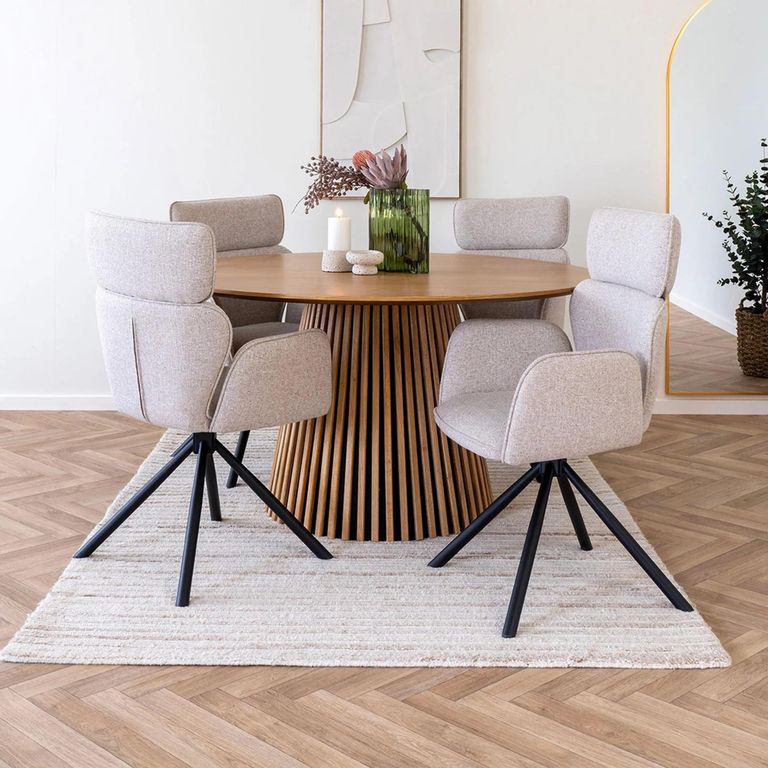 Cordoba Dining Chair - Set of 2 - Sand Fabric - Swivel