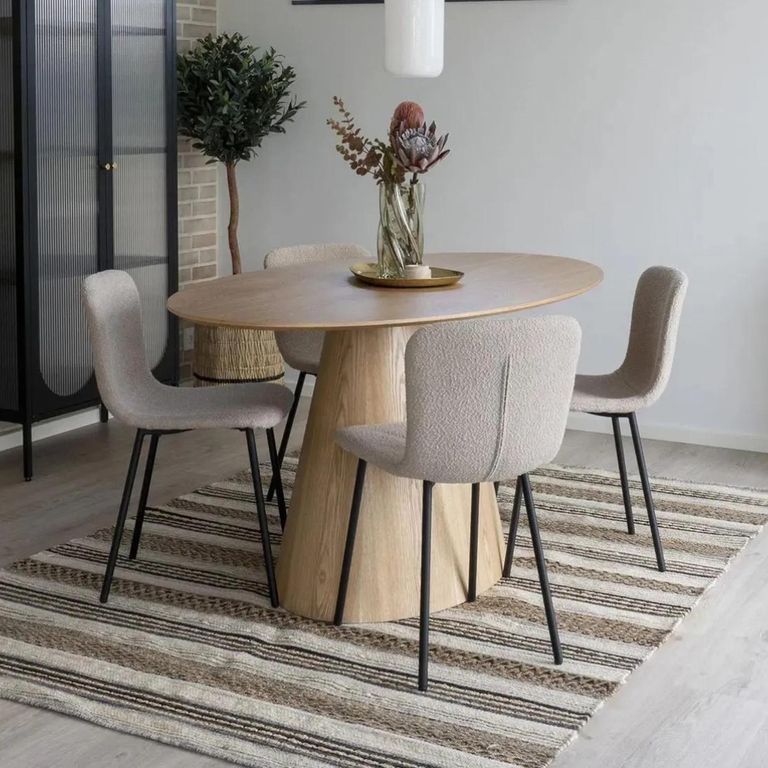 Halden Dining Chair - Set of 2 - Beige Boucle Fabric