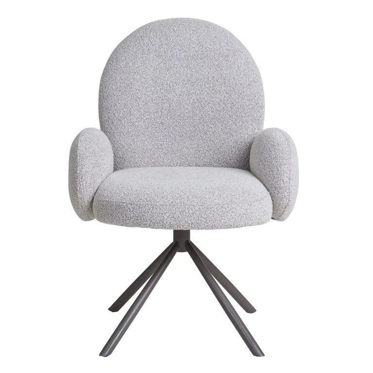 Lana Dining Chair - Set of 2 - Sand Boucle Fabric - Swivel