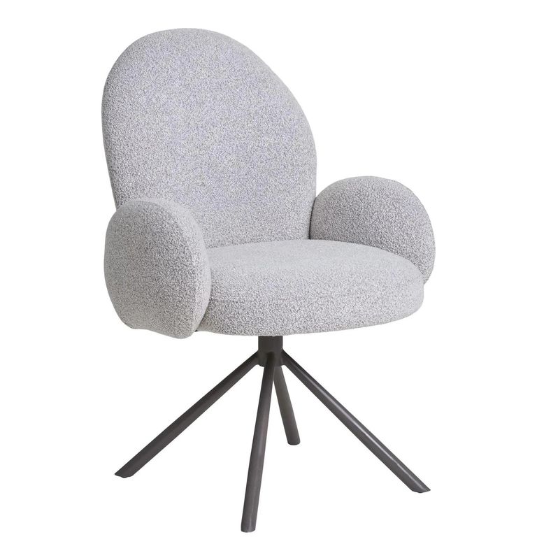 Lana Dining Chair - Set of 2 - Sand Boucle Fabric - Swivel